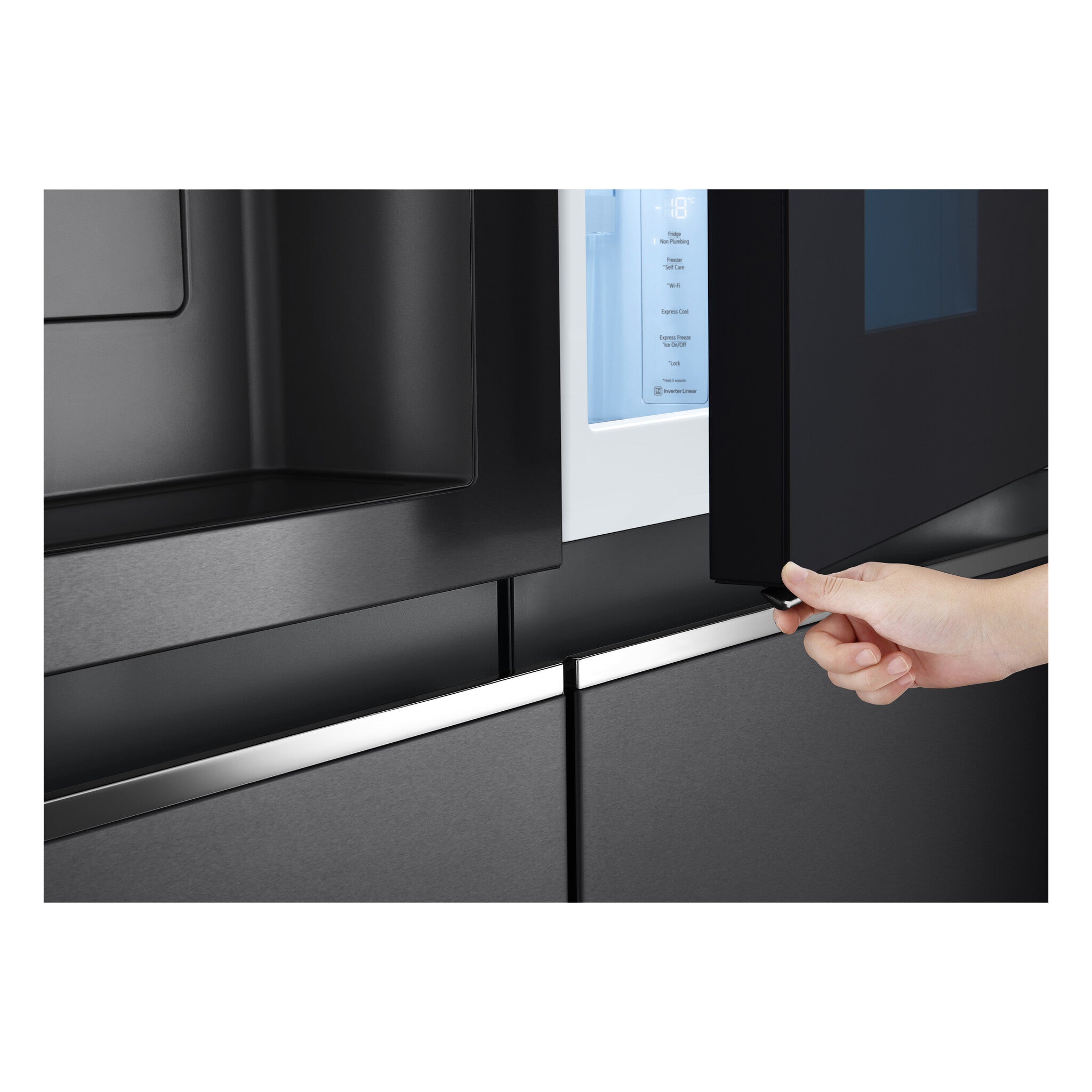 LG InstaView GSXV91MCAE Side-by-Side Kühlkombination Freistehend 635 l Schwarz