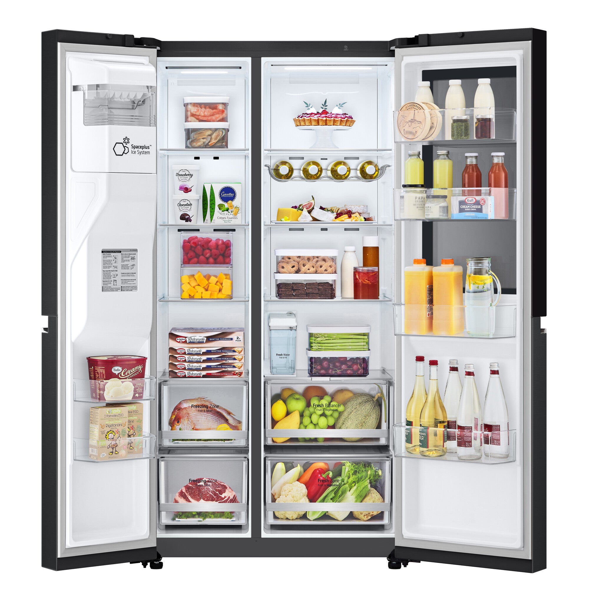 LG InstaView GSGV81EPLL Side-by-Side Kühlkombination Freistehend 635 l Schwarz