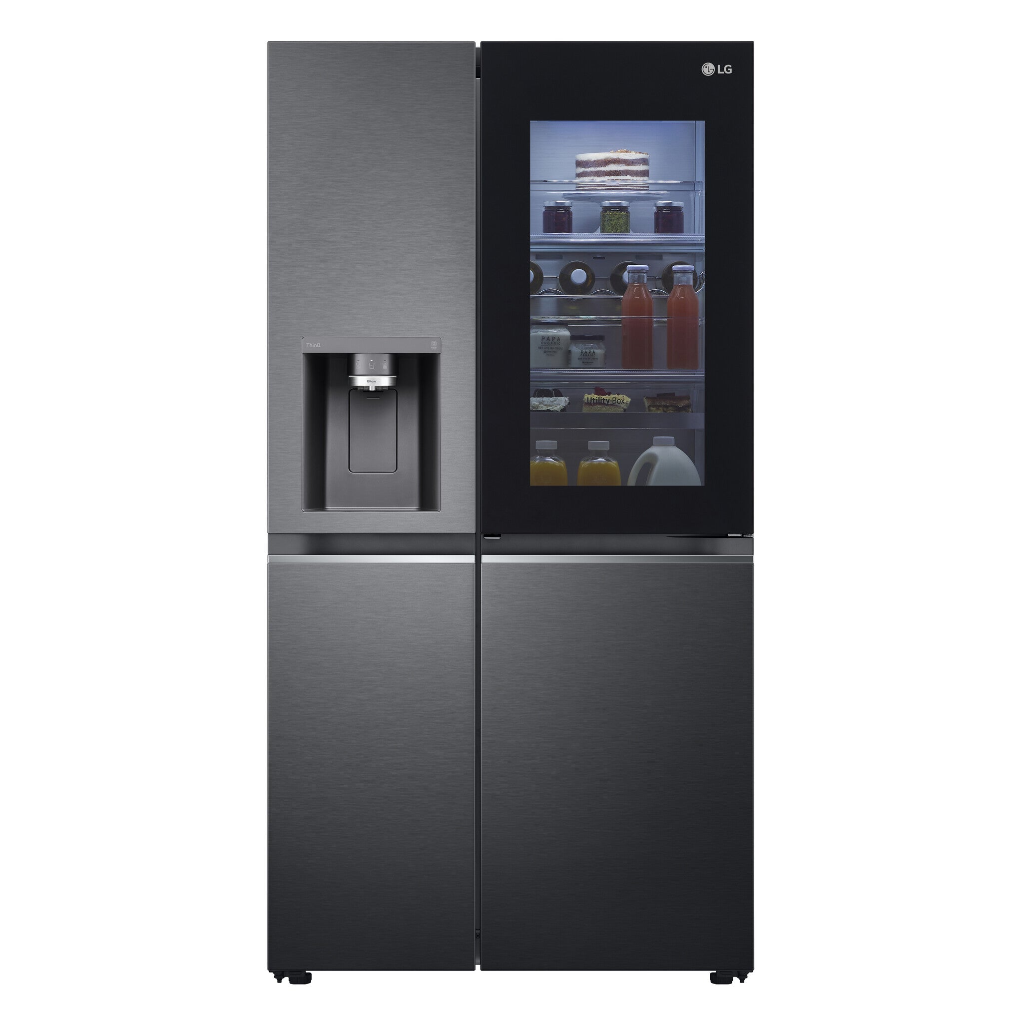 LG InstaView GSXV91MCAE Side-by-Side Kühlkombination Freistehend 635 l Schwarz