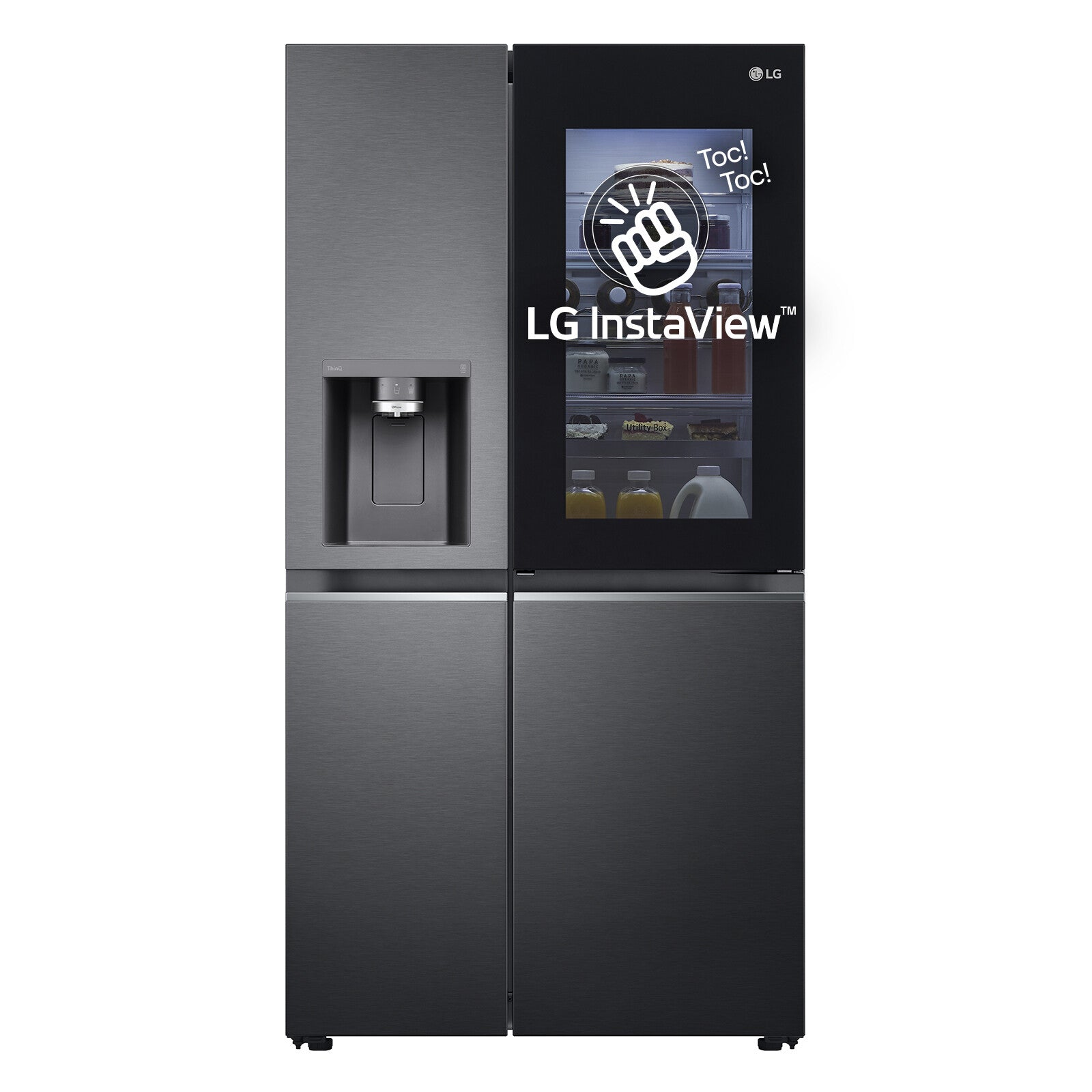 LG InstaView GSXV91MCAE Side-by-Side Kühlkombination Freistehend 635 l Schwarz