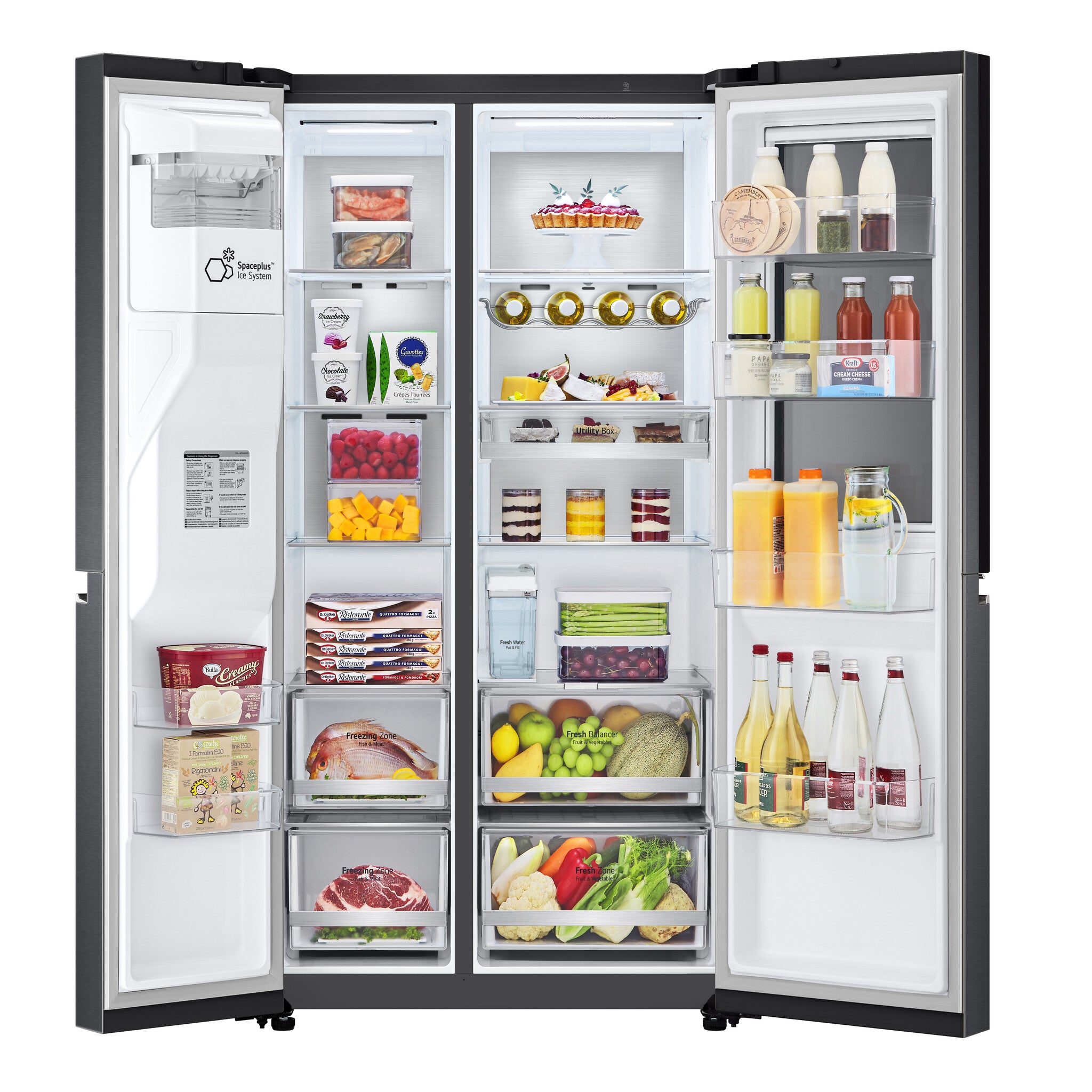 LG InstaView GSXV91MCAE Side-by-Side Kühlkombination Freistehend 635 l Schwarz