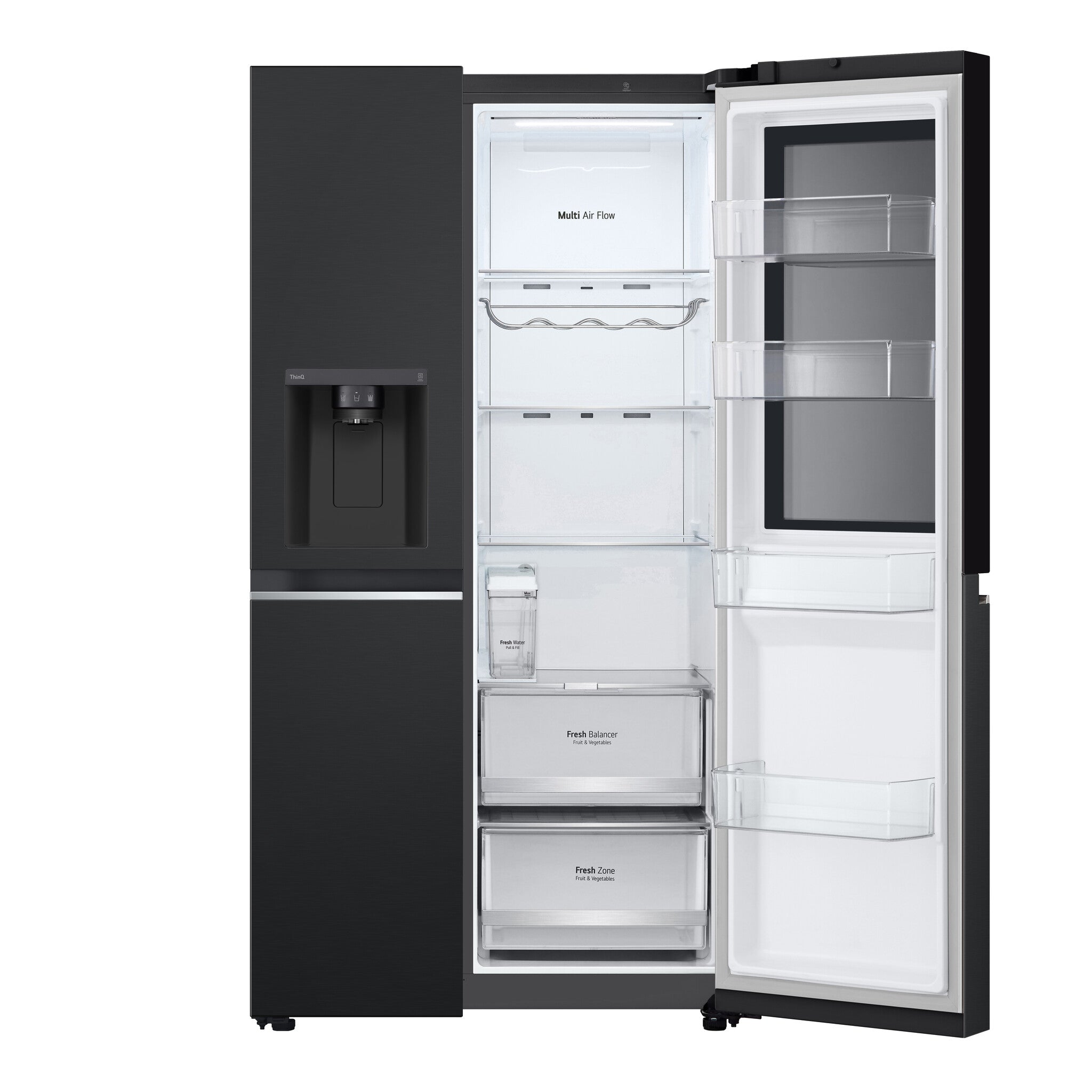 LG InstaView GSGV81EPLL Side-by-Side Kühlkombination Freistehend 635 l Schwarz