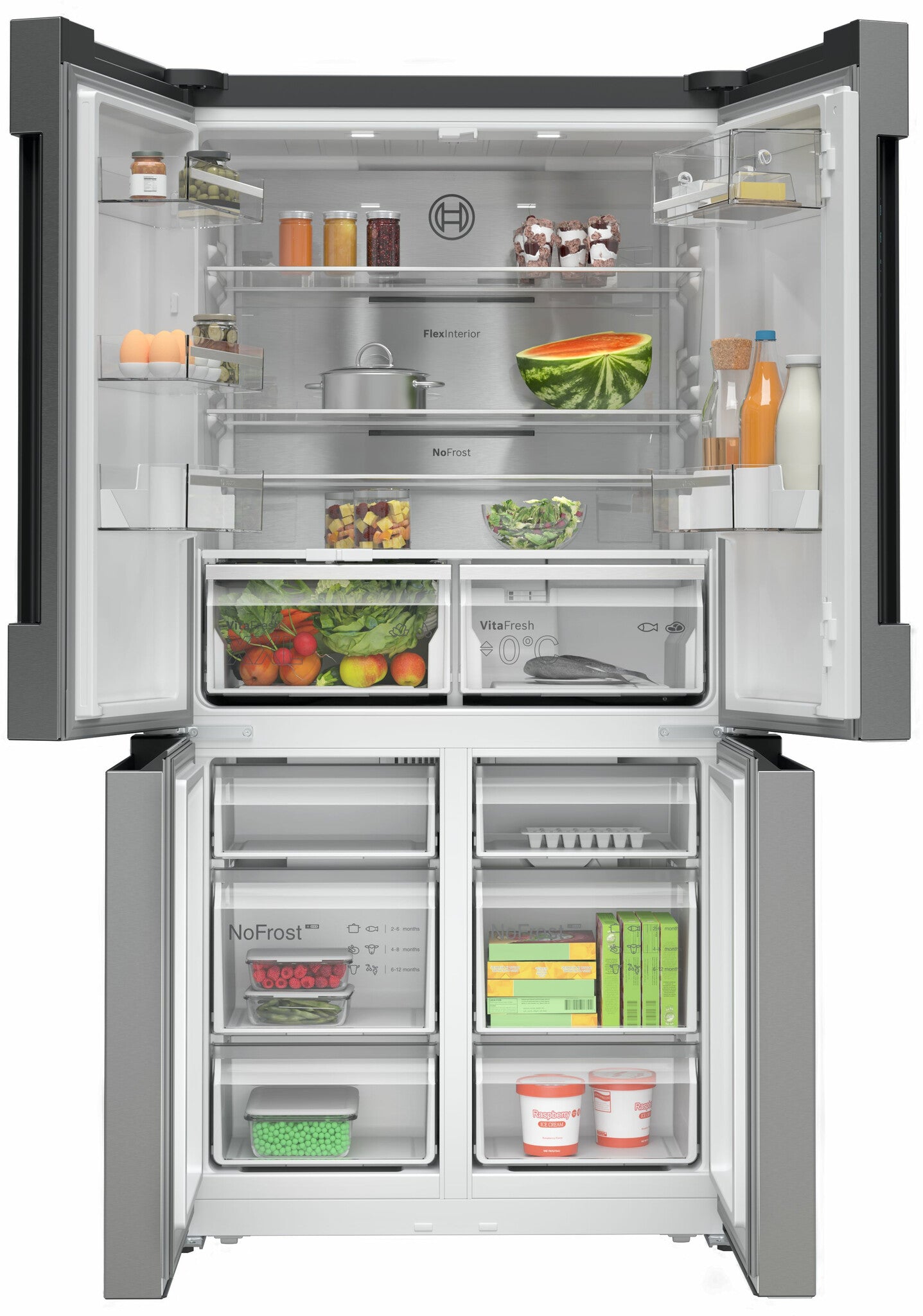 Bosch Serie 4 KFN96APEA Side-by-Side Kühlkombination Freistehend 605 l Edelstahl