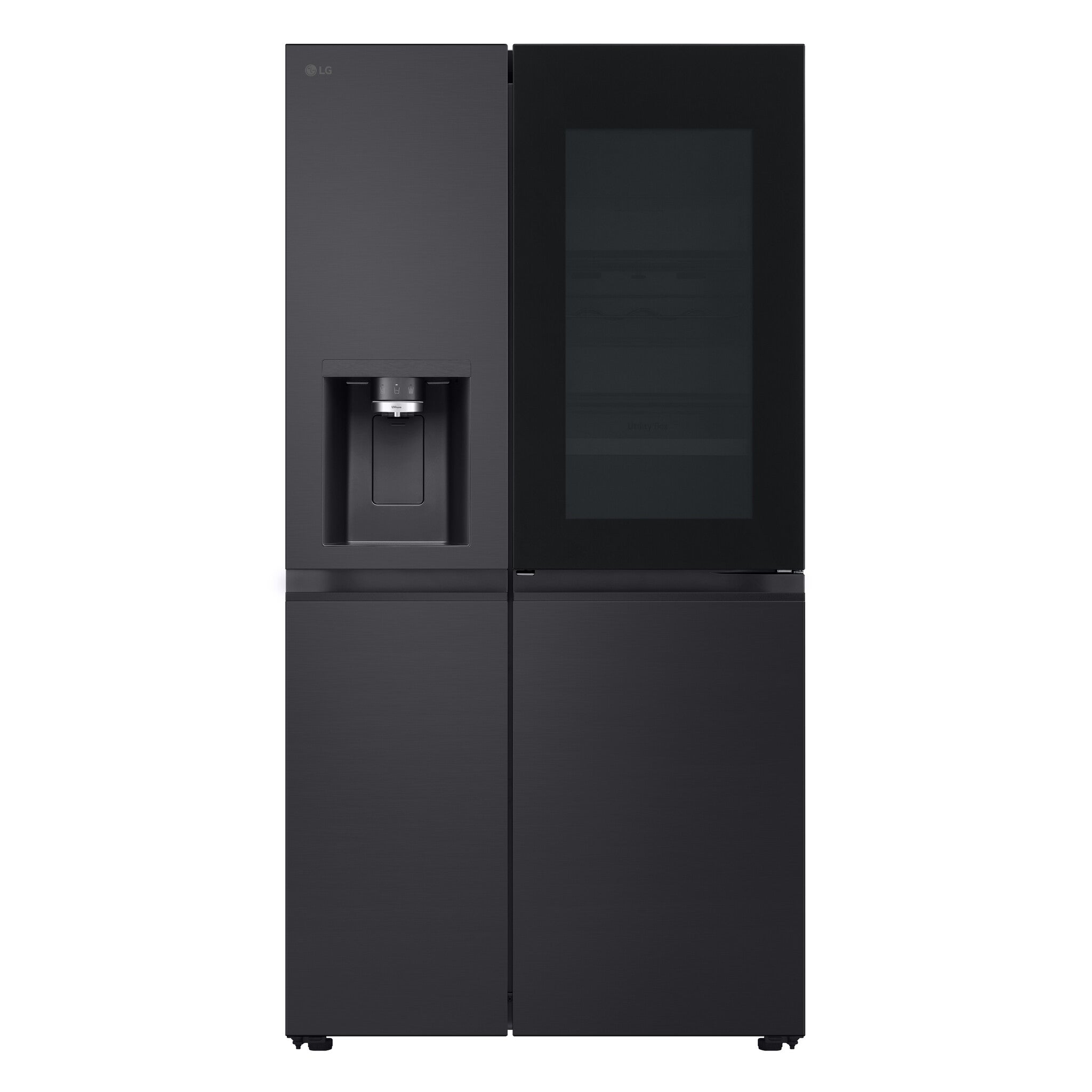 LG InstaView GSXE91EVAD Side-by-Side Kühlkombination Freistehend 628 l Schwarz