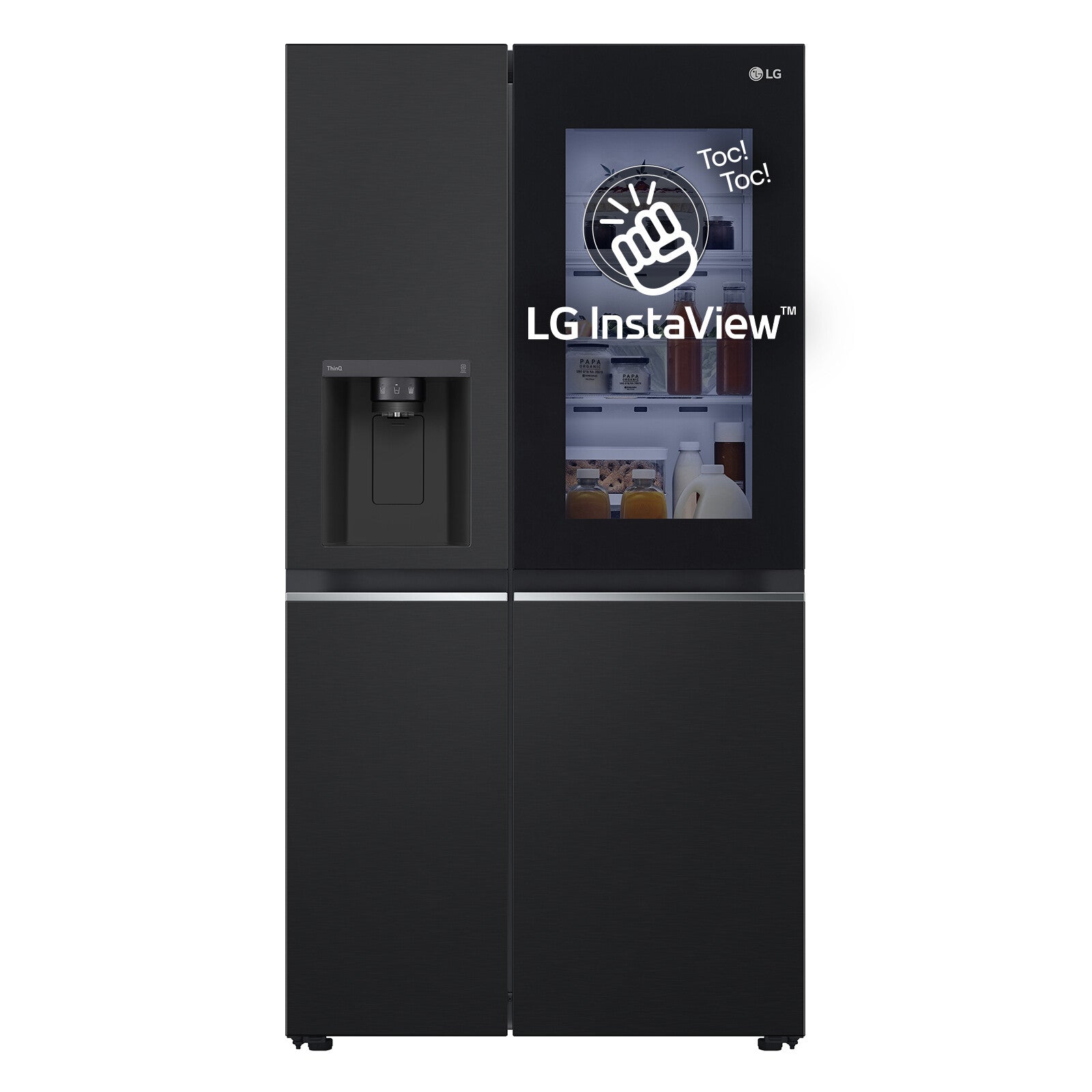 LG InstaView GSGV81EPLL Side-by-Side Kühlkombination Freistehend 635 l Schwarz