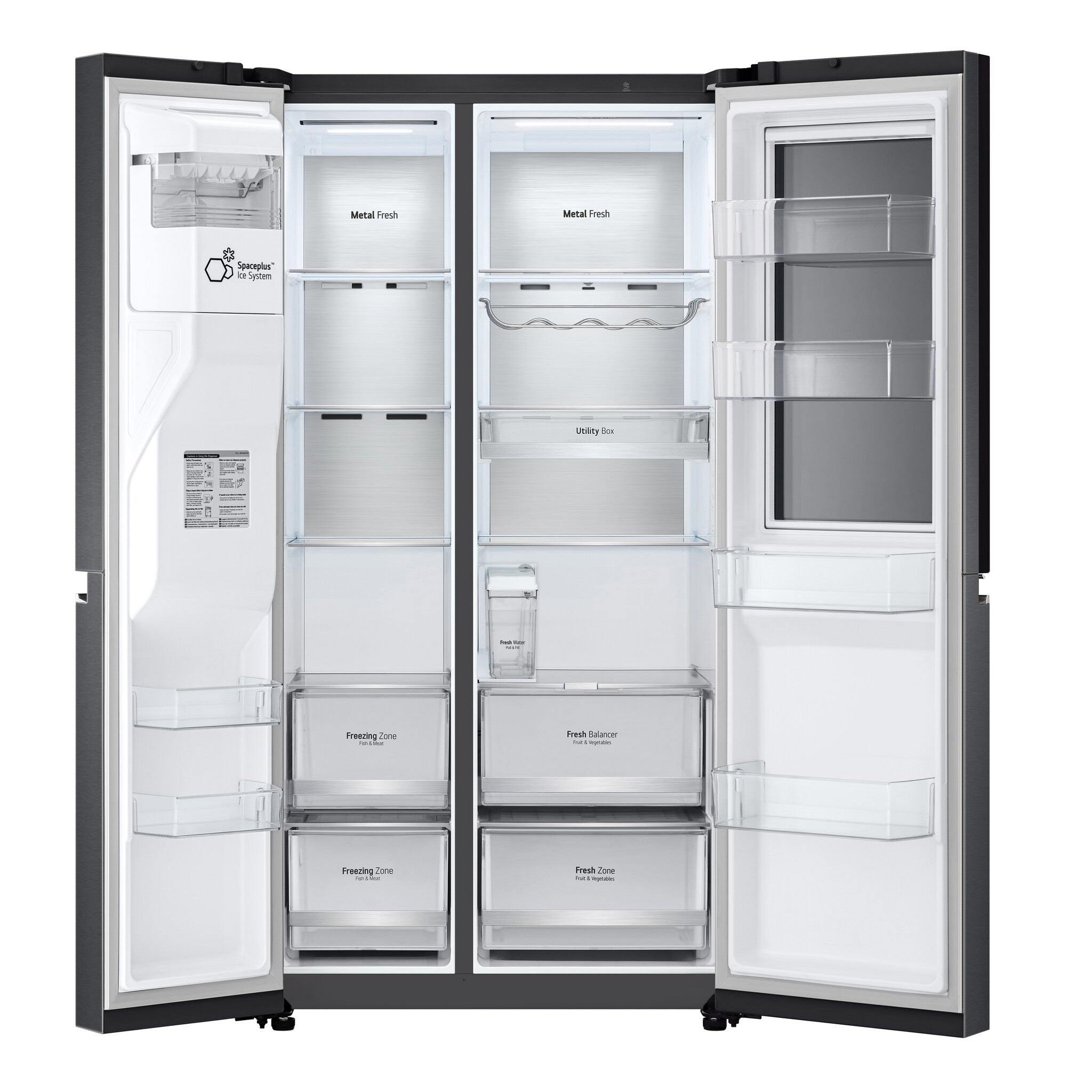 LG InstaView GSXV91MCAE Side-by-Side Kühlkombination Freistehend 635 l Schwarz