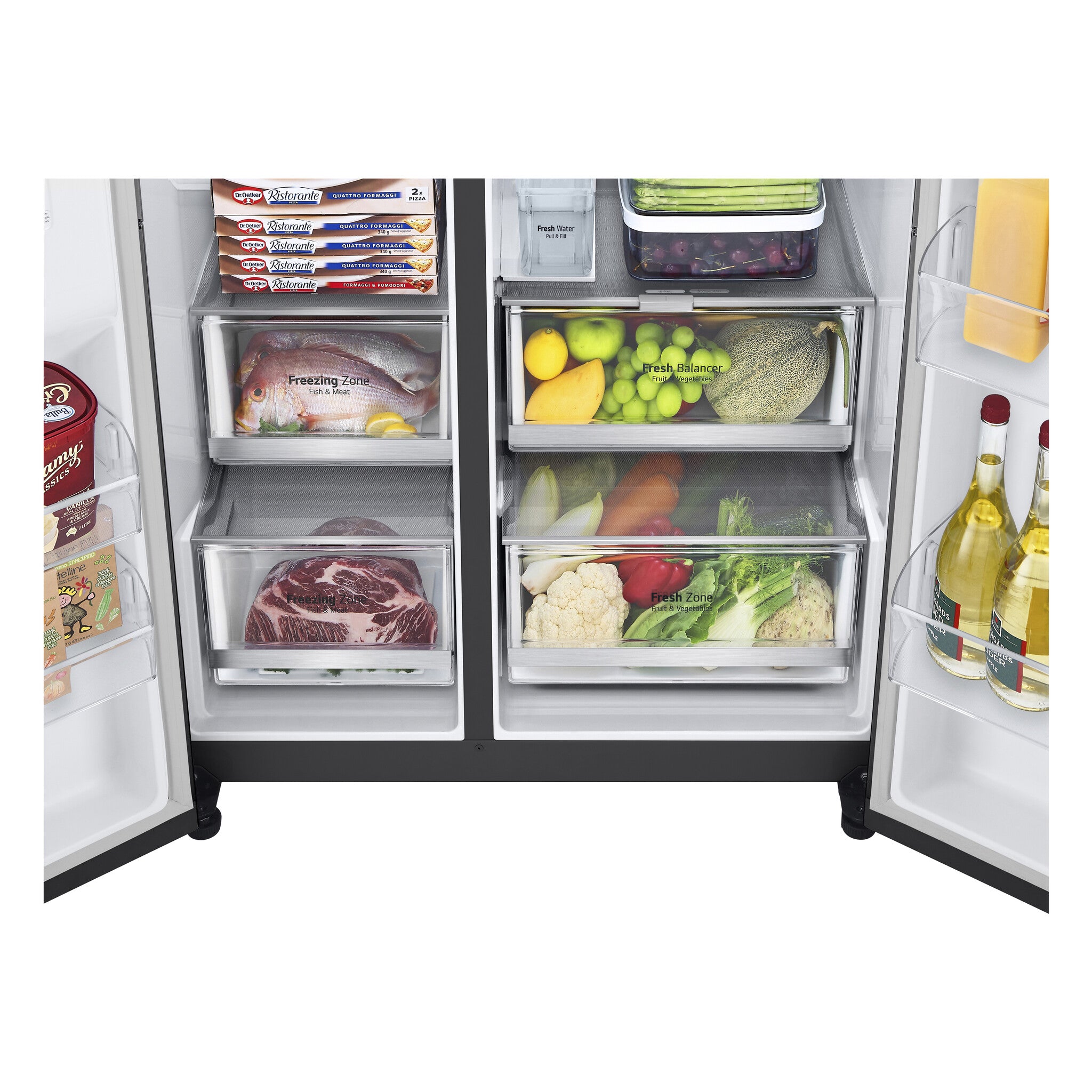 LG InstaView GSGV81EPLL Side-by-Side Kühlkombination Freistehend 635 l Schwarz