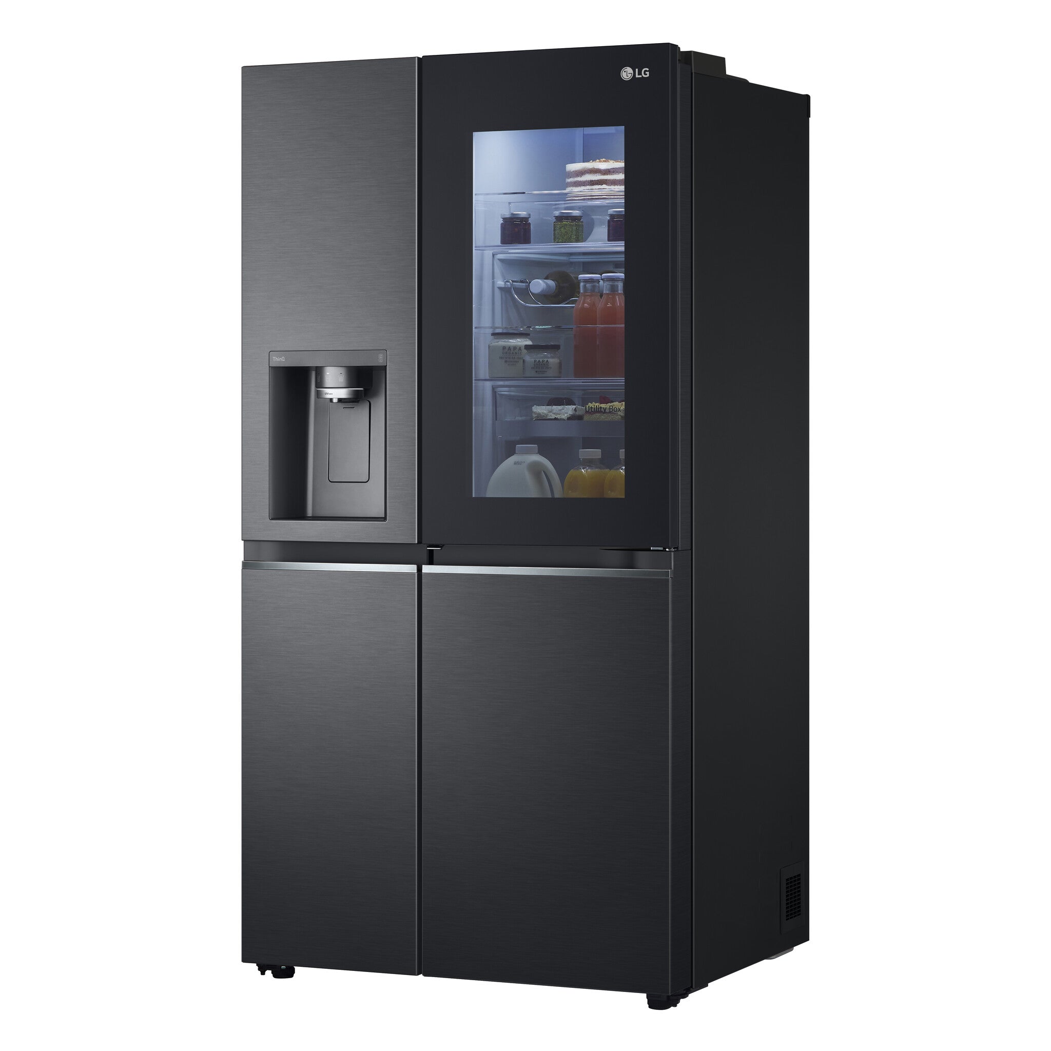 LG InstaView GSXV91MCAE Side-by-Side Kühlkombination Freistehend 635 l Schwarz