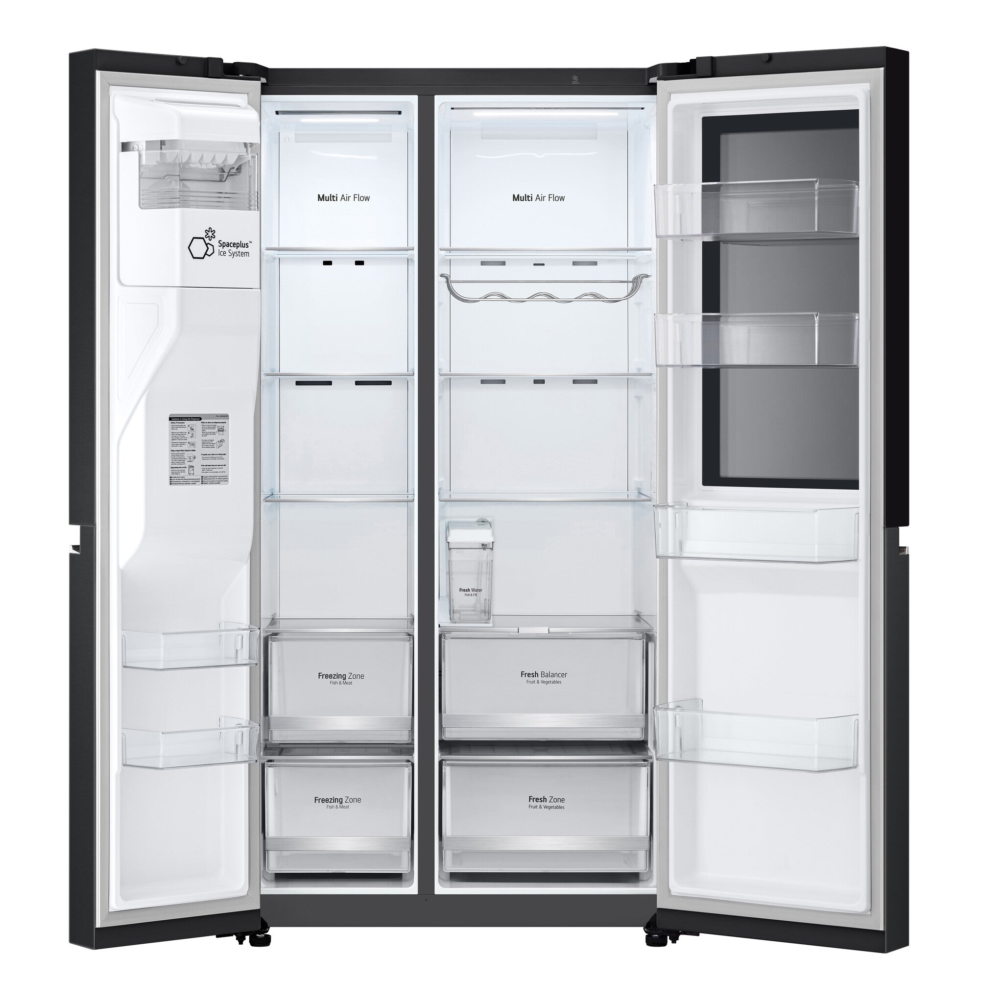 LG InstaView GSGV81EPLL Side-by-Side Kühlkombination Freistehend 635 l Schwarz