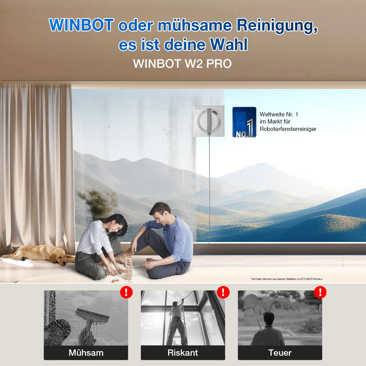 Ecovacs Elektro-Kleingeräte Haushaltsgeräte Fensterreiniger WINBOT W2 PRO Weiß