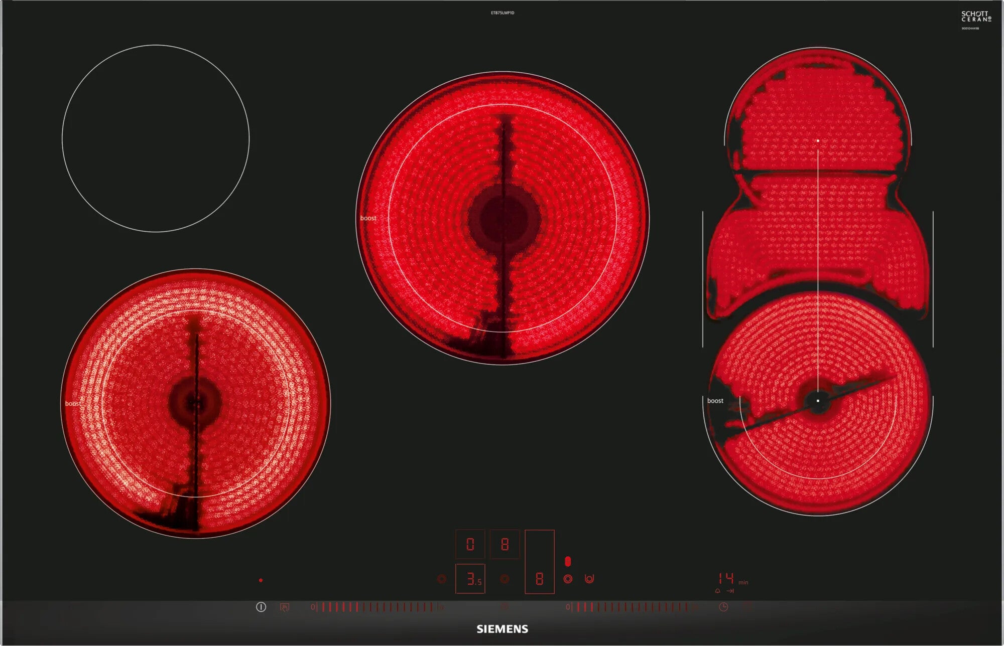 Siemens ET875LMP1D Kochfeld Schwarz Integriert Keramik 5 Zone(n)