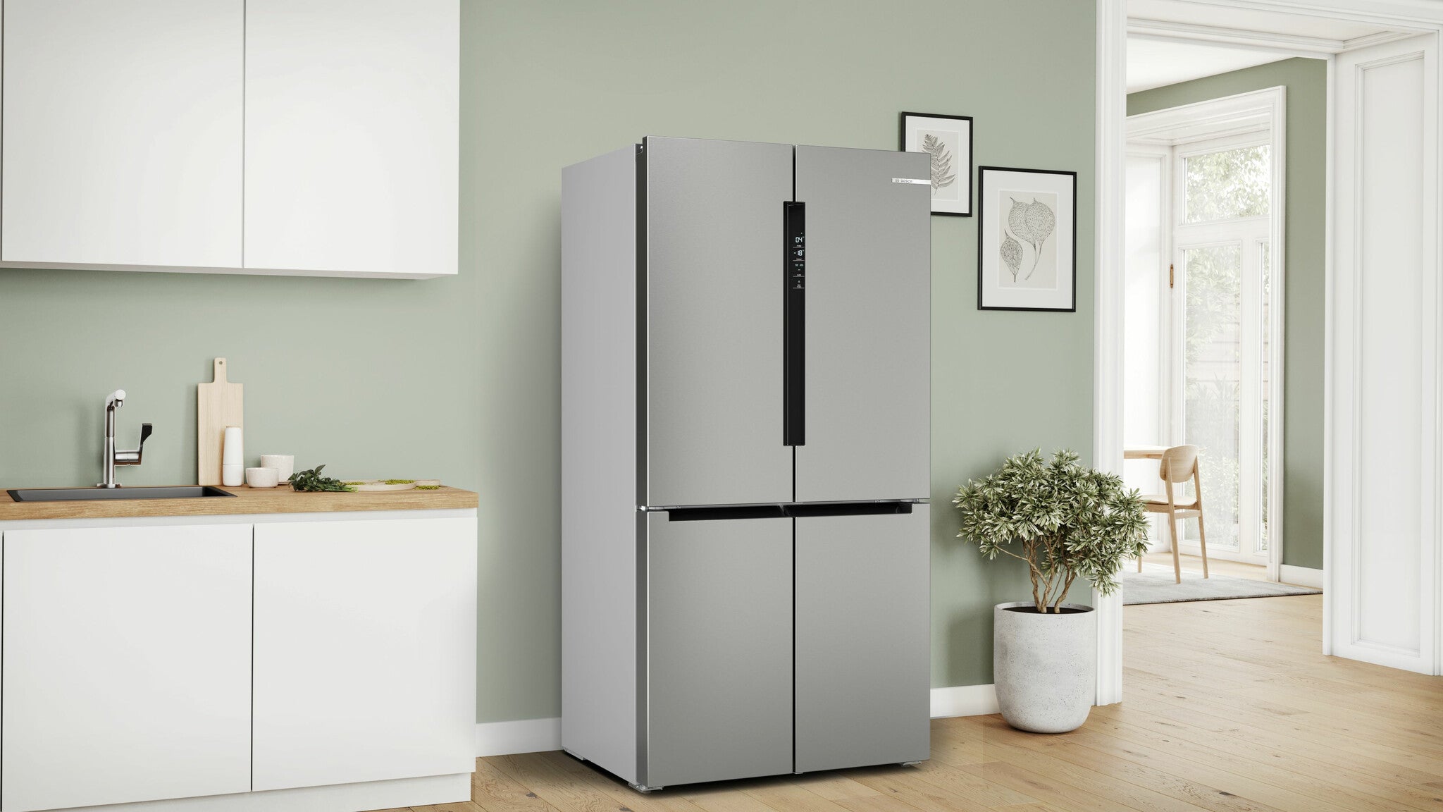 Bosch Serie 4 KFN96APEA Side-by-Side Kühlkombination Freistehend 605 l Edelstahl