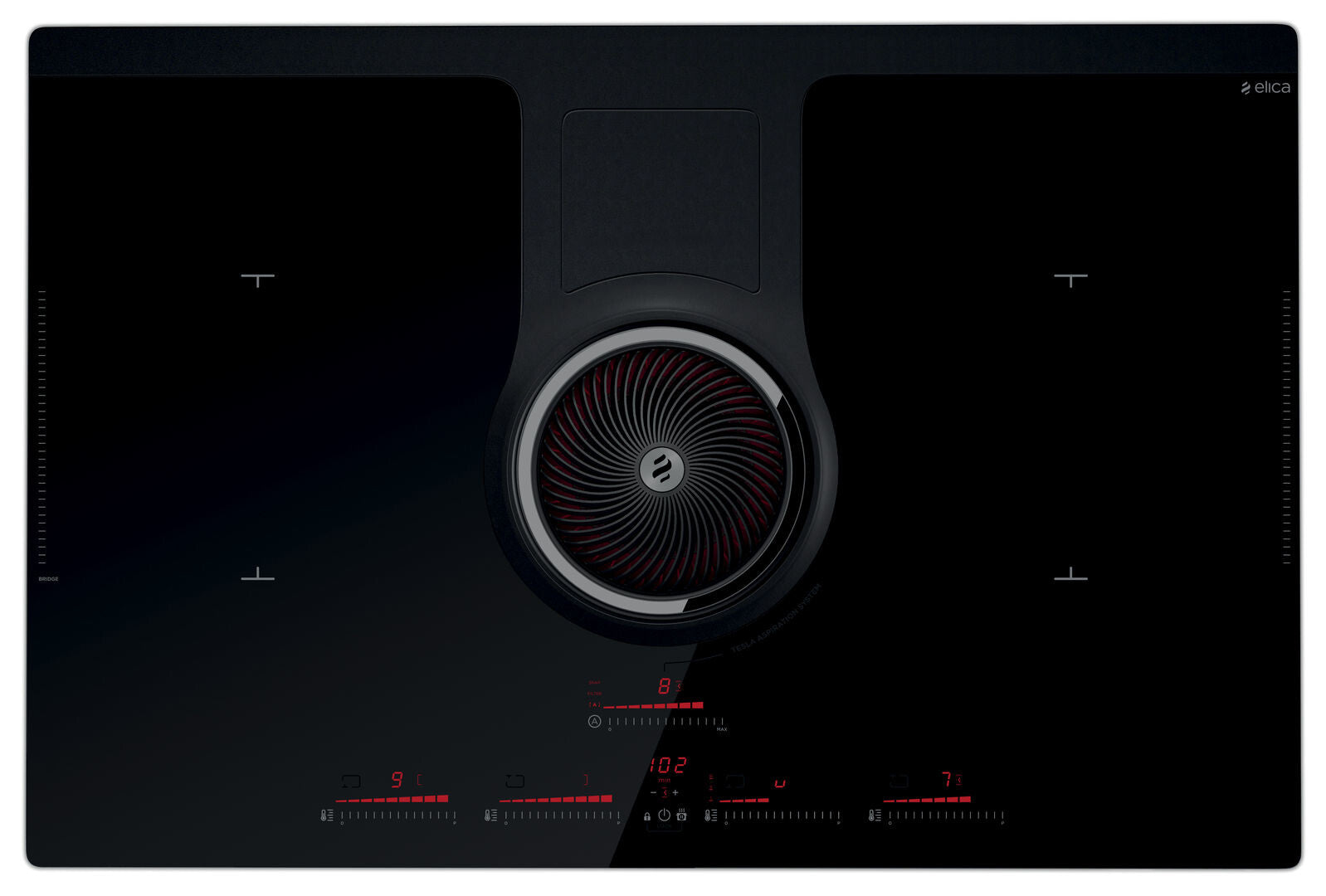 Elica NIKOLATESLA BL/F/83 Schwarz Integriert 83 cm Zonen-Induktionskochfeld 4 Zone(n) Integrierte Haube