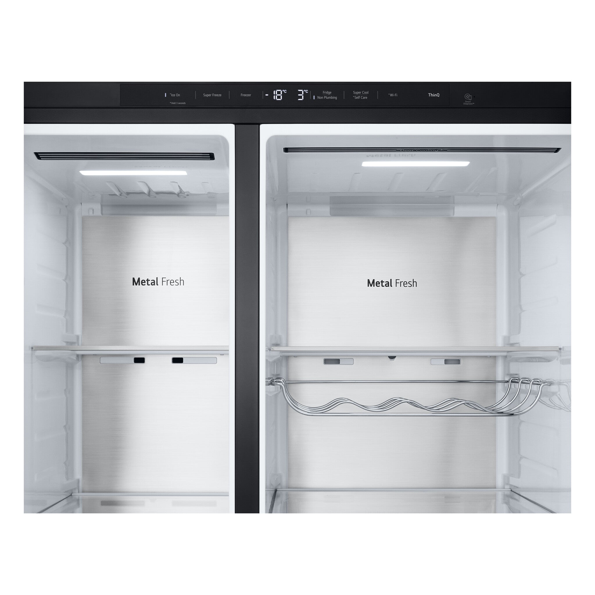 LG InstaView GSXE91EVAD Side-by-Side Kühlkombination Freistehend 628 l Schwarz